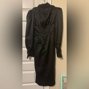 PrettyLittleThing Black Sheath Dress with Bishop Sleeves